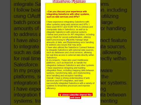 Salesforce with other systems, such as web services and APIs? #salesforce #interviewquestions