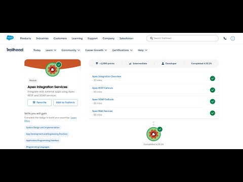 Apex Web Services | Apex Integration Services | Trailhead | Salesforce | Virtual Internship