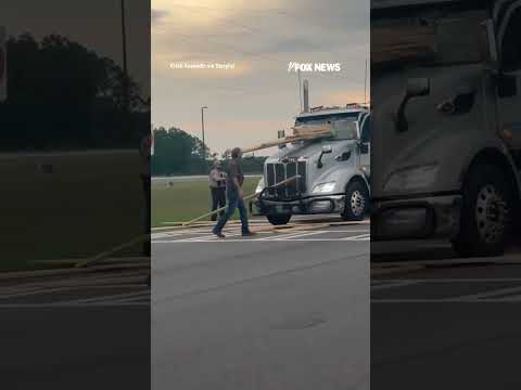 Truck driver LUCKY TO BE ALIVE after wood planks tear through windshield #shorts