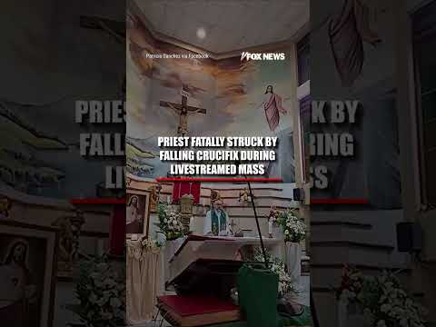 Priest FATALLY struck by falling crucifix during livestreamed mass
